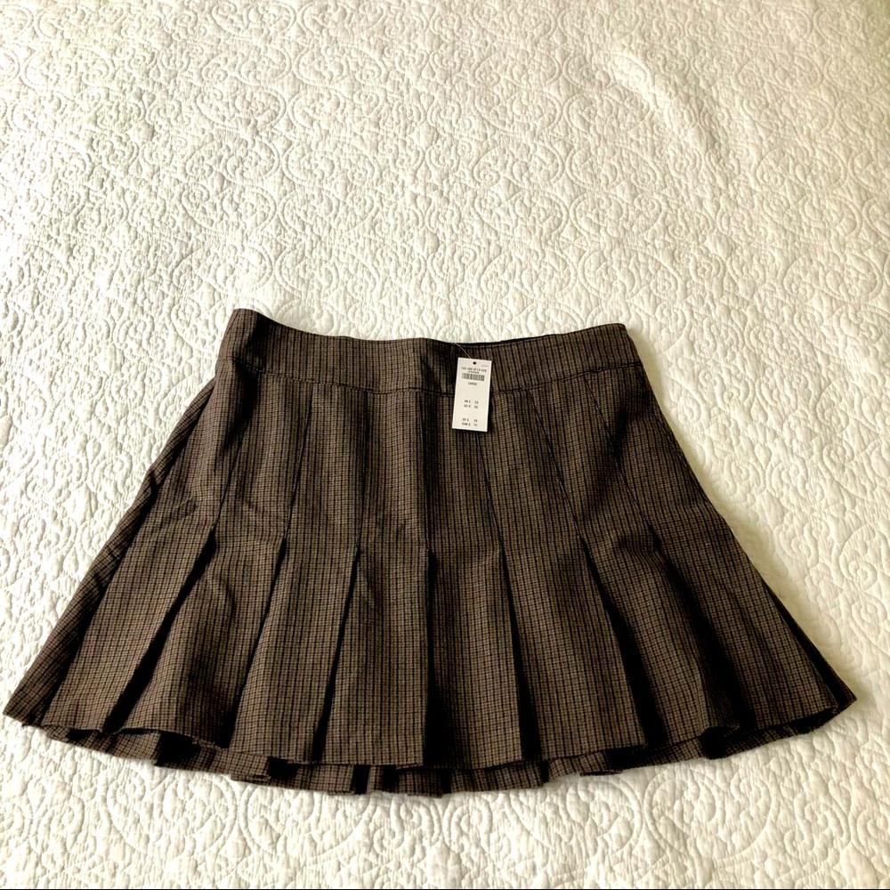 Abercrombie & Fitch Brown Plaid Pleated Mini Skirt